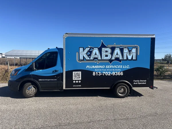 Kabam Plumbing Services wrapped service van - Family Owned and Operated