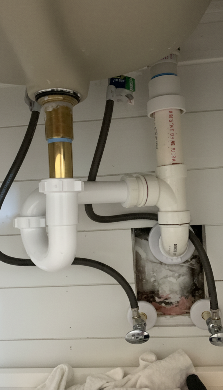 Professional repiping service showing new copper and PEX water lines installed by Kabam Plumbing in Sun City Center FL