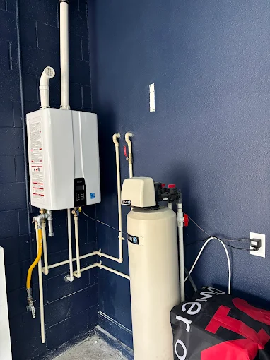 Tankless water heater and water softener installation by Kabam Plumbing